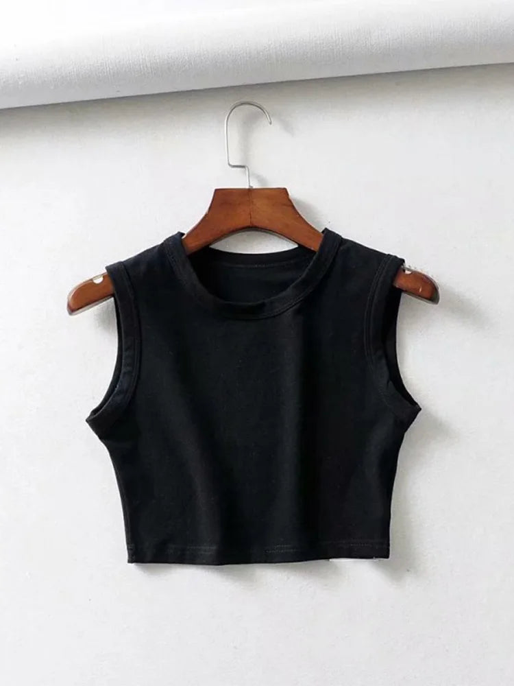 Cropped sleeveless top