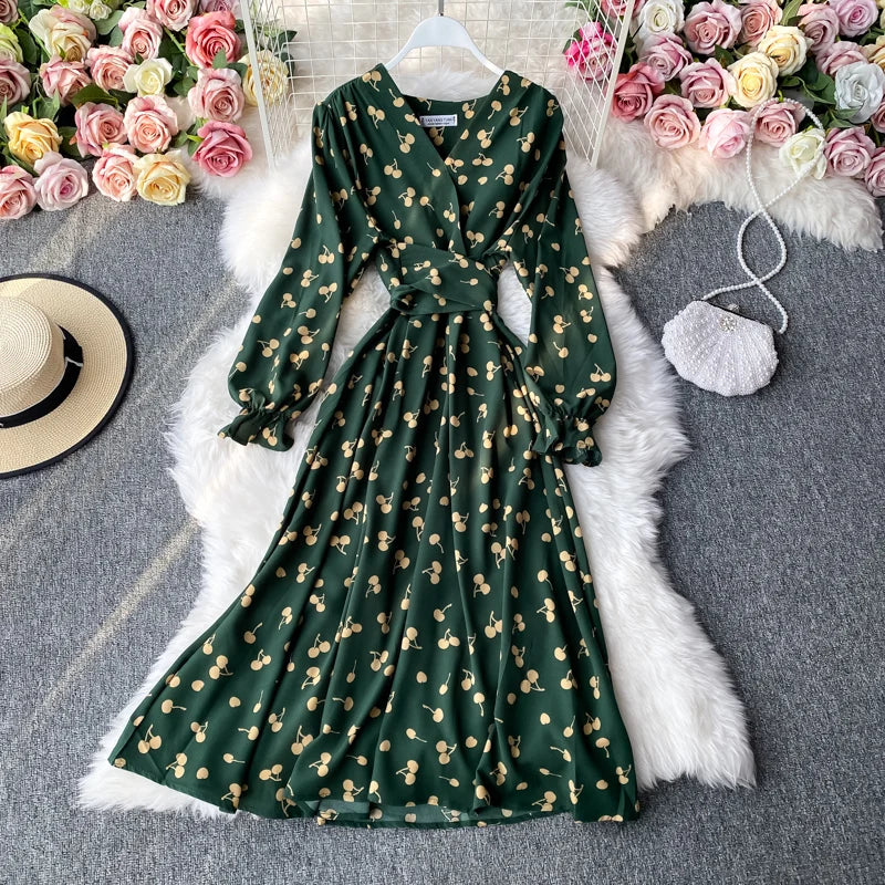 Elegant Slim Waist Long Dress