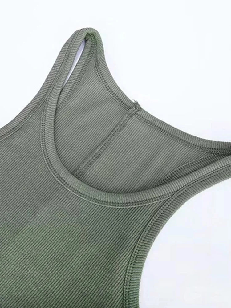 Solid Color Basic Ribbed Knitted Tank Top